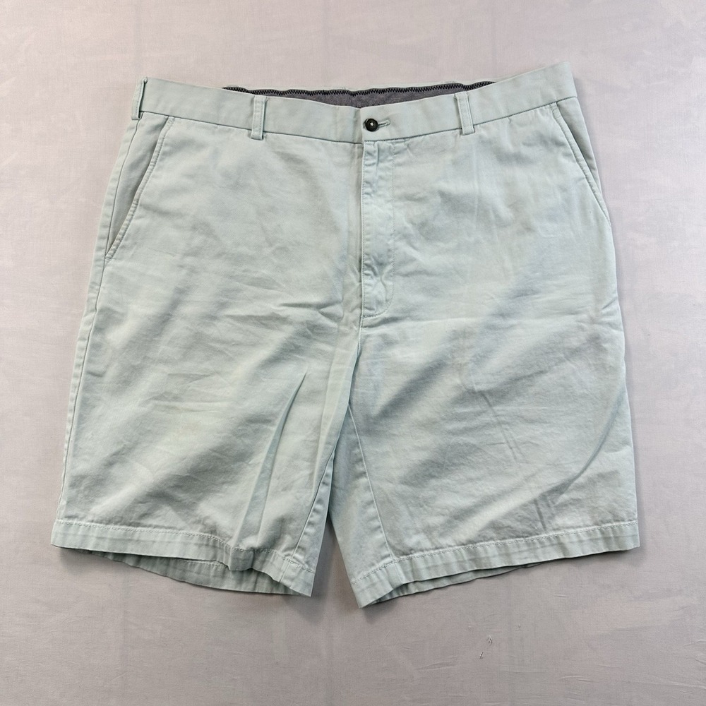 Caribbean Men's Shorts Size 40 Sage Green Cotton Flat Front Casual Chino